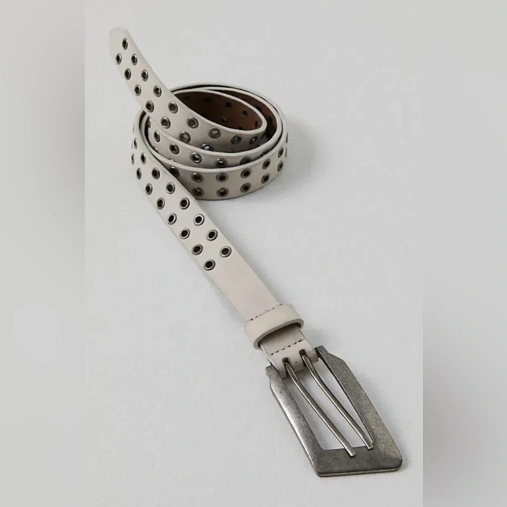 Rush Hour white Leather Grommet Belt by Free People